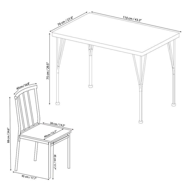 Comedor Rectangular Happy Café 4 Sillas