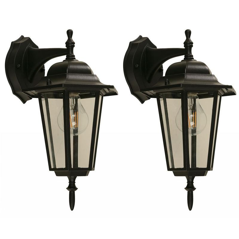 Set de Faroles para Exterior de Pared Negros 2 Pzas - Zlumini