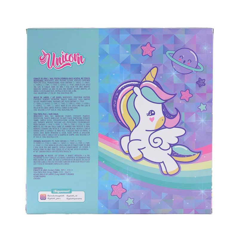 Gelatti LG esmalte + accesorio para pelo + cosmetiquera Unicornio