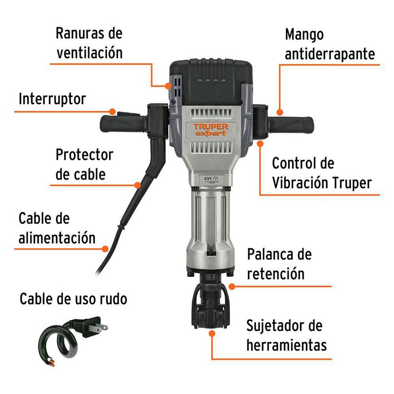 Martillo Demoledor Hexagonal 30 Kg 60 Joules 2000 W