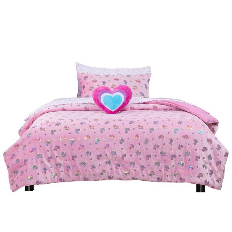 Set de Edredón 6 Pzas U Infantil Unicornio Rosa Twin