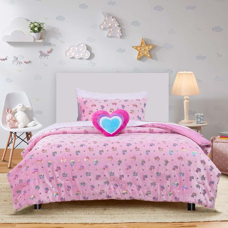 Set de Edredón 6 Pzas U Infantil Unicornio Rosa Twin