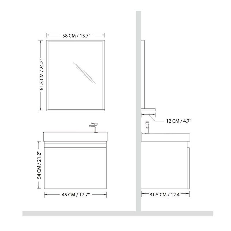 Set Mueble para Baño Blanco y Espejo 45X31.5X54 Cm