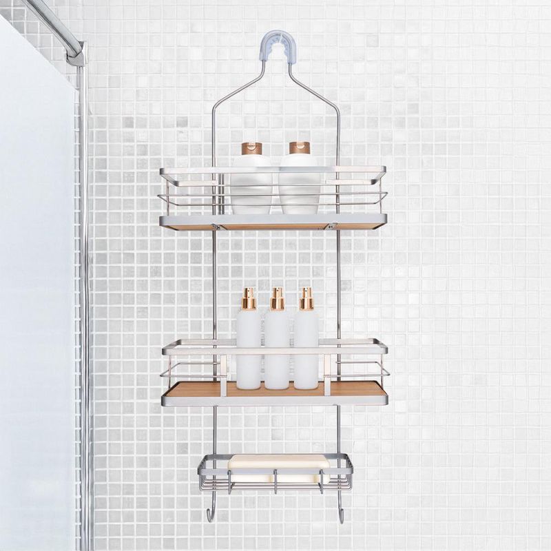 Organizador de Ducha de 3 Niveles Matis con Bambú Blanco