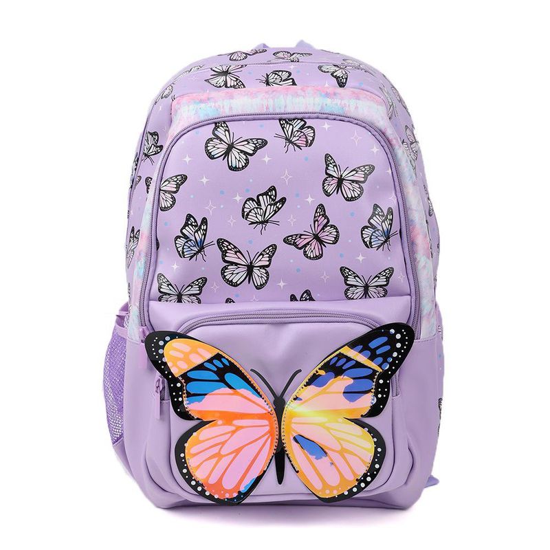 Mochila Infantil Lila con Diseno de Mariposas Cemaco