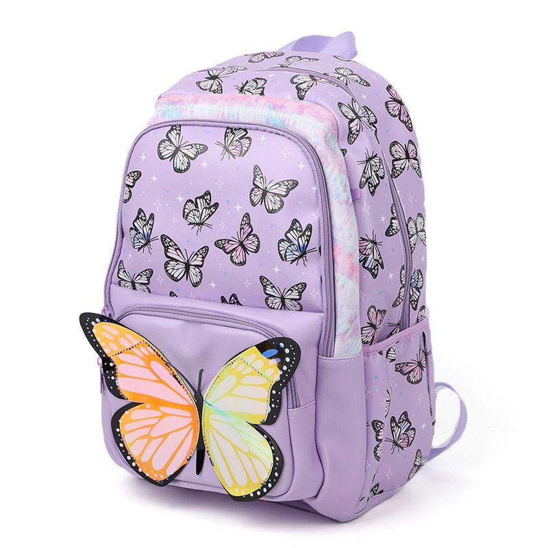 Mochila Infantil Lila con Diseño de Mariposas