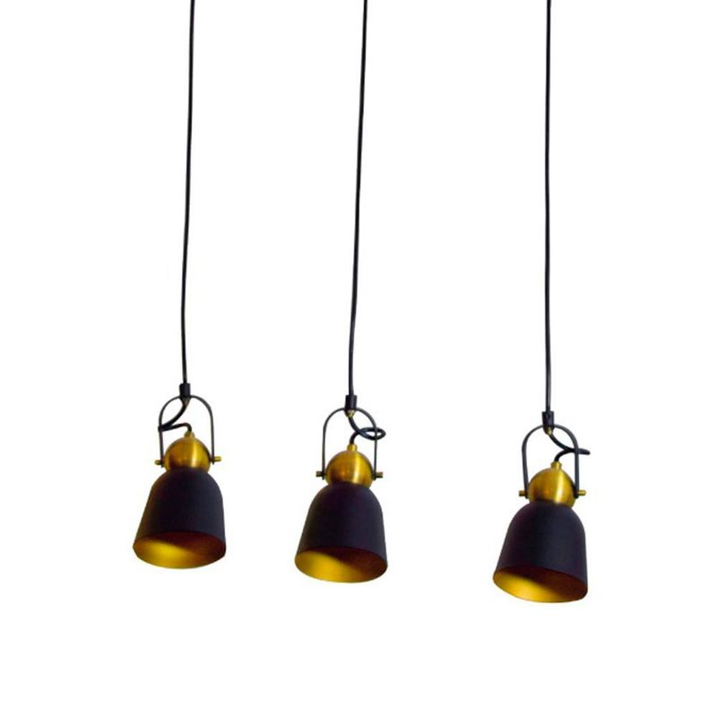 Lámpara Colgante 4 Luces Negro y Dorado