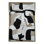 Cuadro con Marco Figuras Abstractas Negro y Beige 62.60 X 92.60 Cm