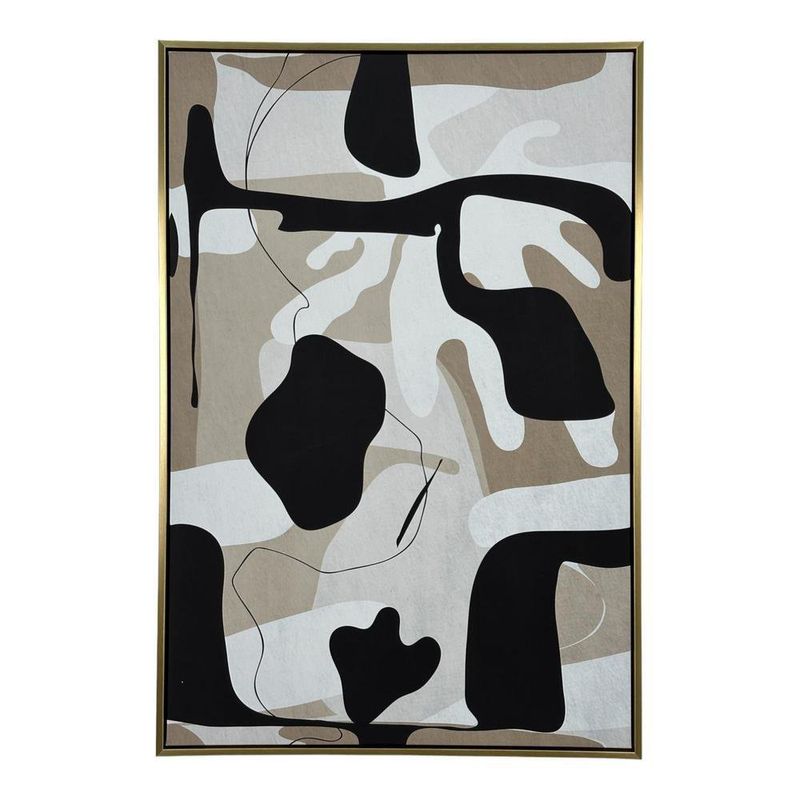 Cuadro con Marco Figuras Abstractas Negro y Beige 62.60 X 92.60 Cm