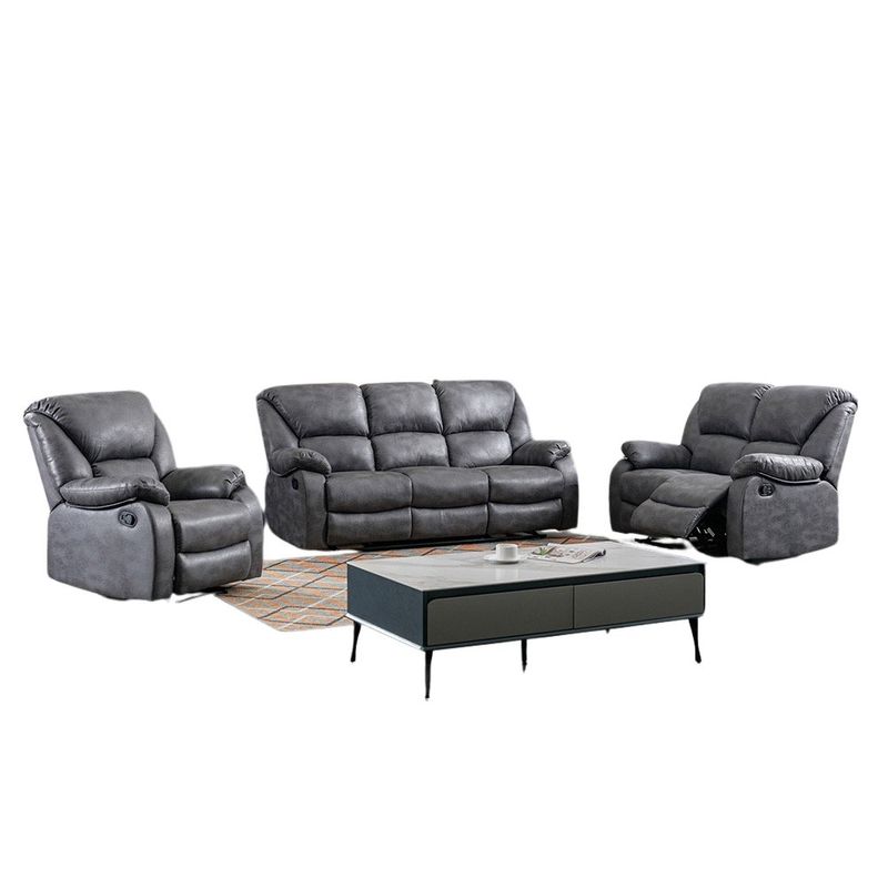 Set de Sala Reclinable 3 Pzas Tapizado Gris