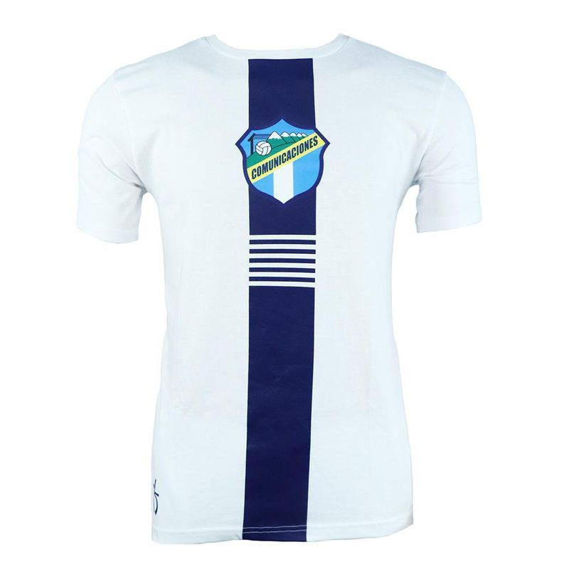 Playera Blanca con Franja y Escudo Tradicional Comunicaciones - Varias Tallas