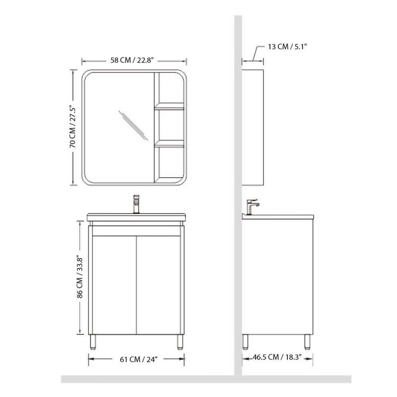 Set Mueble para Baño Blanco y Espejo