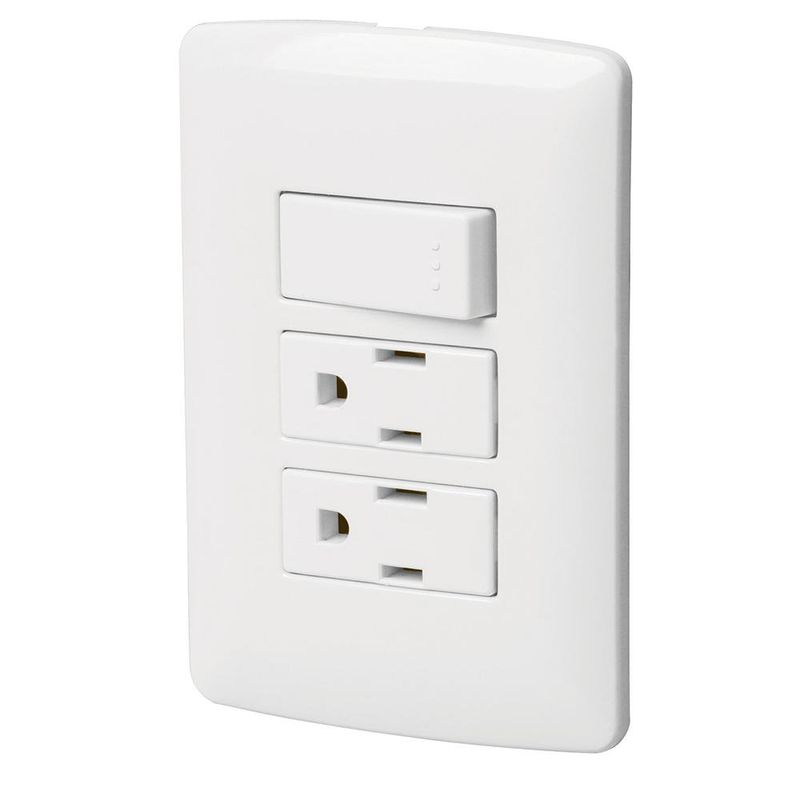 Tomacorriente Doble + Interruptor Sencillo Italiana Blanca - Volteck