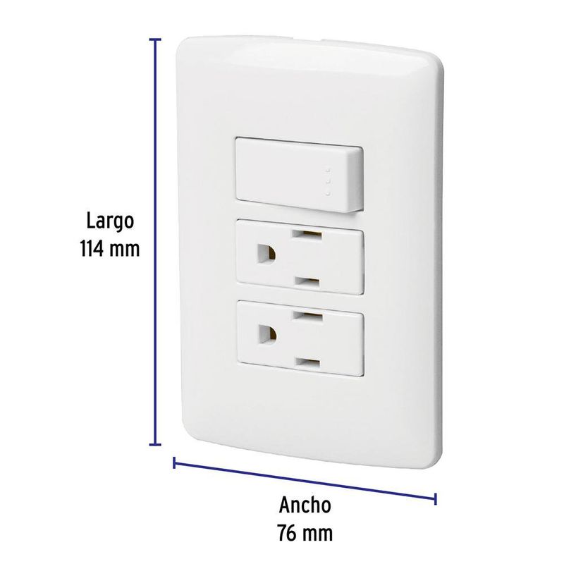 Tomacorriente Doble + Interruptor Sencillo Italiana Blanca - Volteck