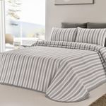 Set de Colcha Rayas Gris y Beige - Varios Tamaños