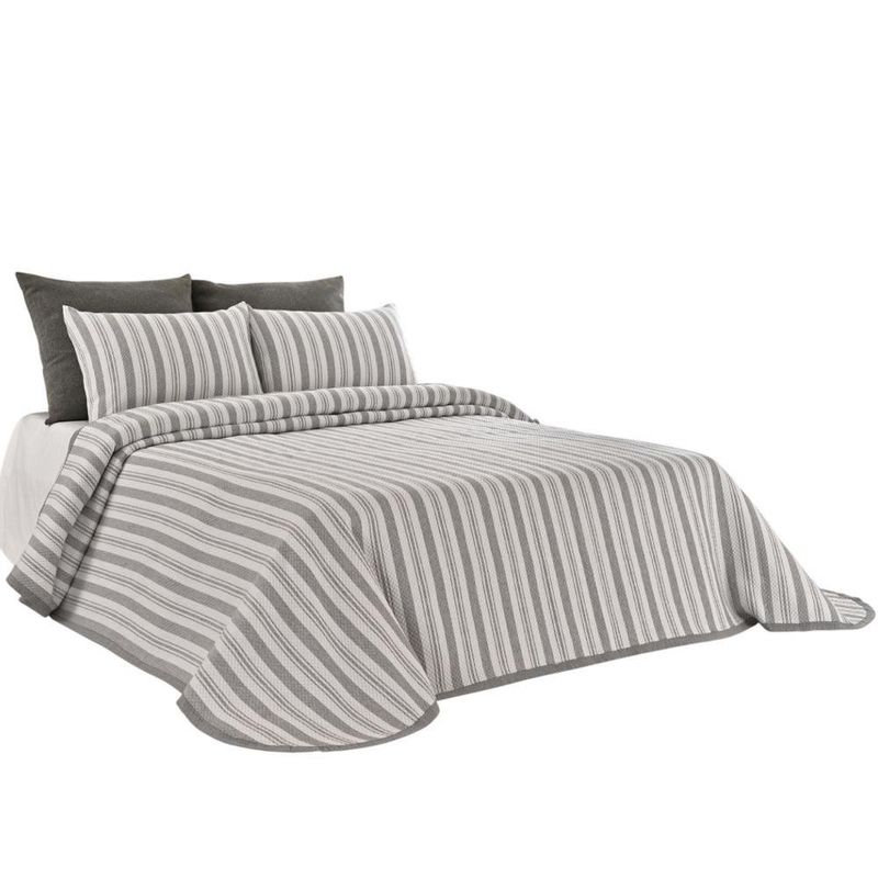 Set de Colcha Rayas Gris y Beige - Varios Tamaños