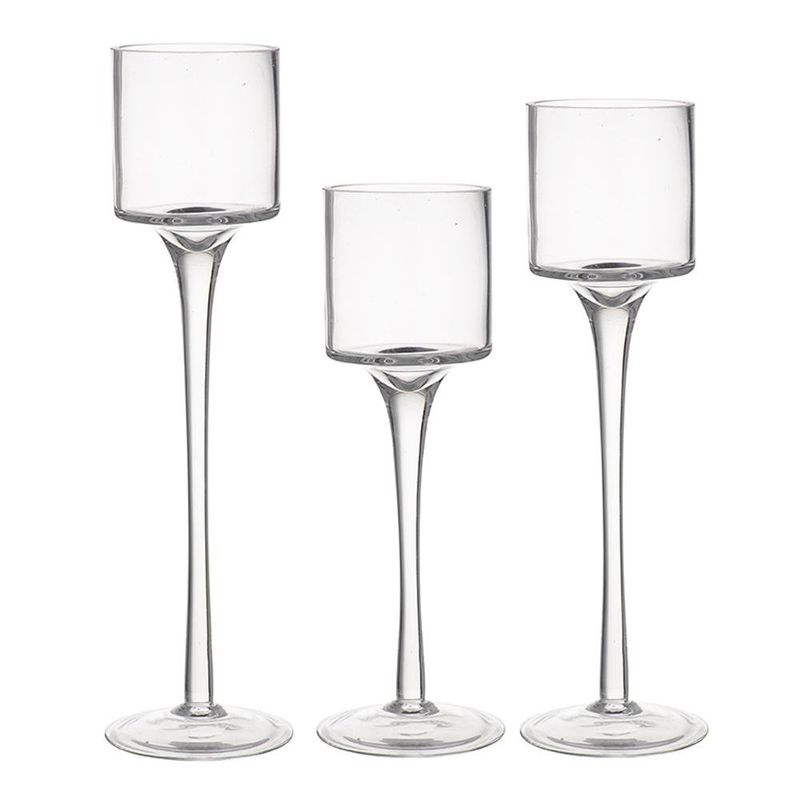 Set de Candeleros de Vidrio Transparentes