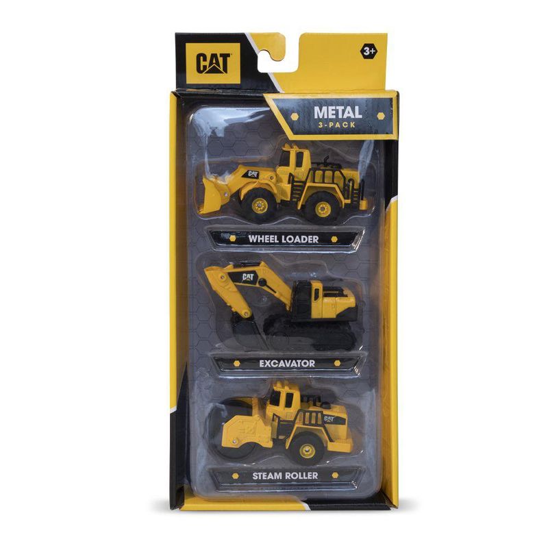 Set de 3 Vehículos de Metal CAT 4 Plg Diseños Surtidos