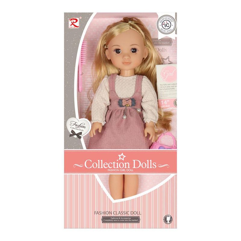 Muñeca Fashion Rosa 14 plg Diseños Surtidos Cemaco