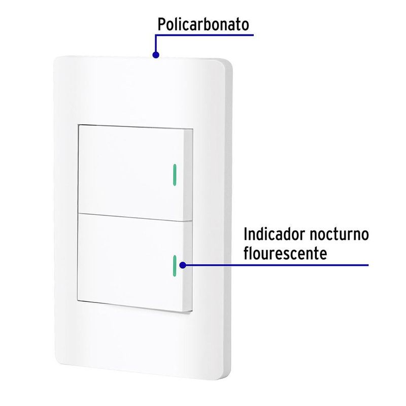 Interruptor Sencillo + Interruptor de 3 Vías 1.5 Módulos Blanco - Volteck