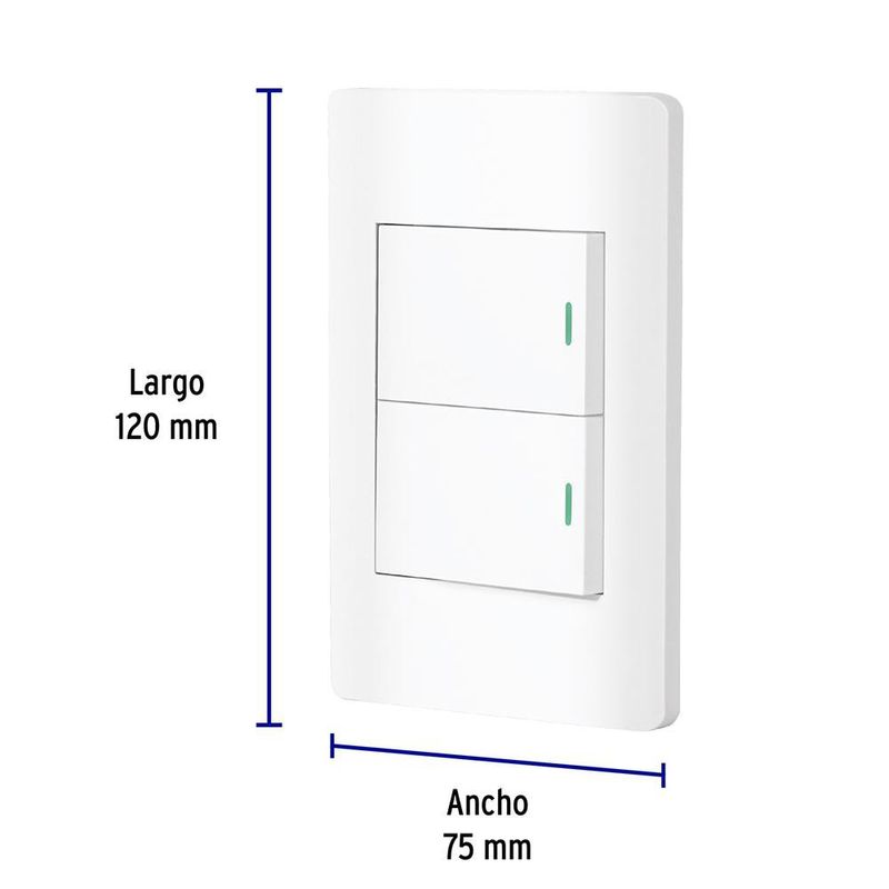 Interruptor Sencillo + Interruptor de 3 Vías 1.5 Módulos Blanco - Volteck