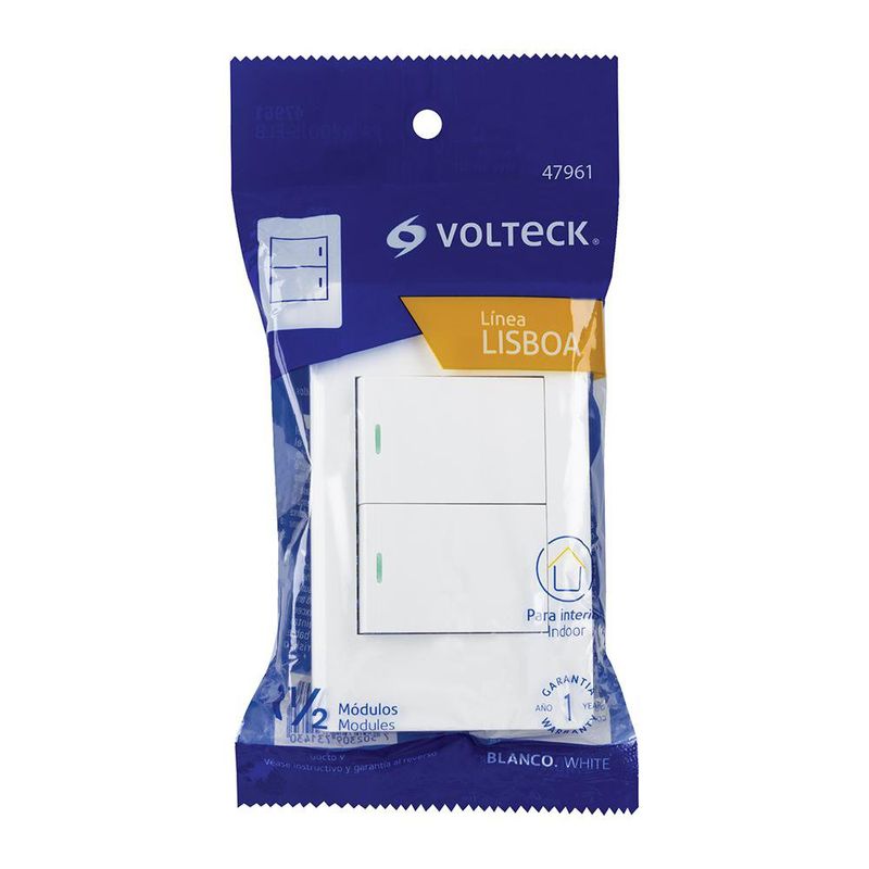 Interruptor Sencillo + Interruptor de 3 Vías 1.5 Módulos Blanco - Volteck