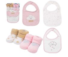 Set de Babero y Calcetas para Niña 5 Pzas