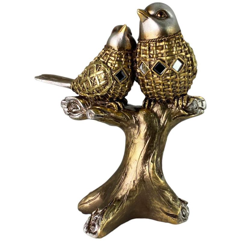 Figura Decorativa de Aves Doradas 16X13.4X19 Cm