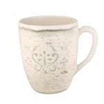 Taza de Cerámica Vintage con Relieve Floral Beige