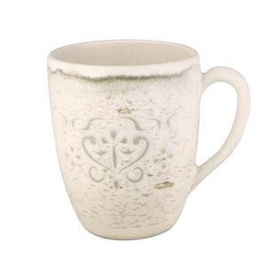 Taza de Cerámica Vintage con Relieve Floral Beige