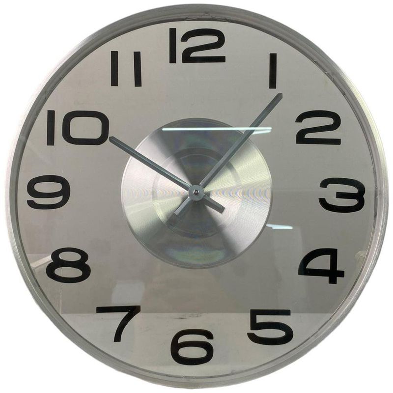 Reloj de Pared Plateado y Negro 40 Cm