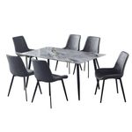 Juego de Comedor para 6 Efecto Mármol y Sillas Tapizadas