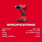 Taladro Destornillador Inalámbrico Compacto M18 de 1/2 Plg