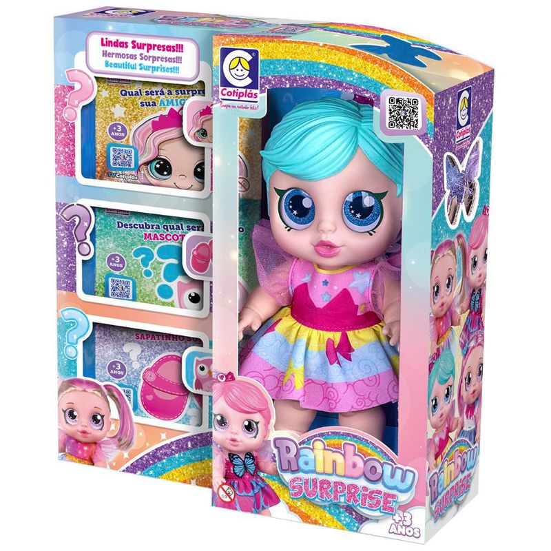 Muñeca Arcoíris con Sorpresas y Cabello Multicolor