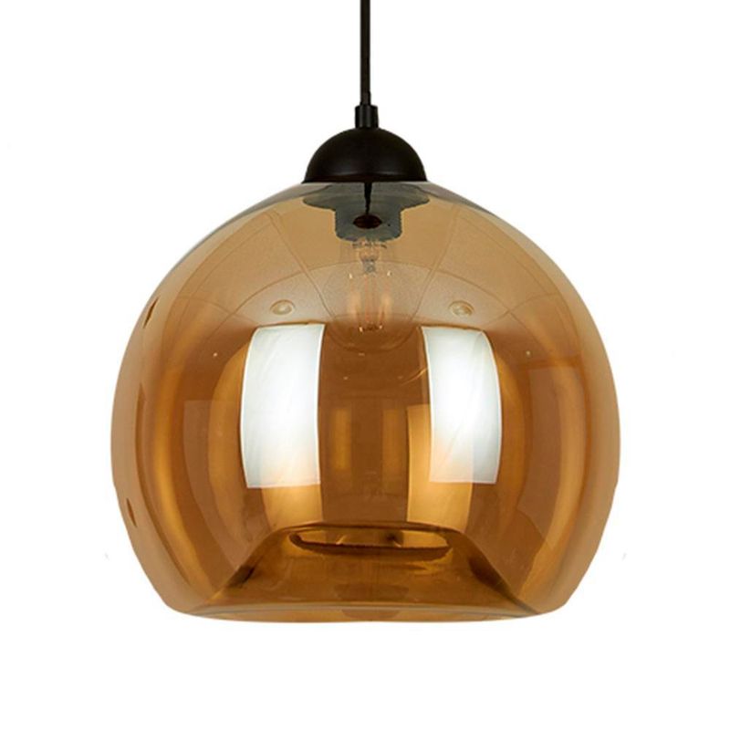 Lámpara Colgante Globo 1 Luz Cristal Ámbar