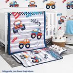 Set De Edredón Para Cuna Tractores 2 Pzas