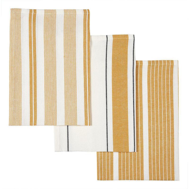 Set de 3 Toallas de Cocina con Diseño de Rayas Amarilla