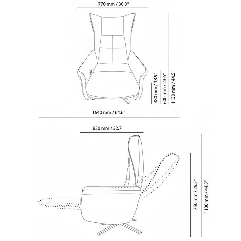 Sillón Reclinable de Lujo Relax 80x86x115 Cm - Varios Colores