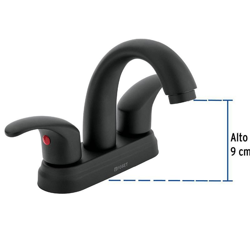 Mezcladora para Lavabo 4 Plg Aqua Negro Mate - Foset