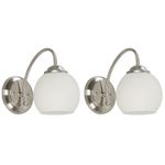Set de 2 Lámparas para Pared Esfera Opalina Níquel Satín