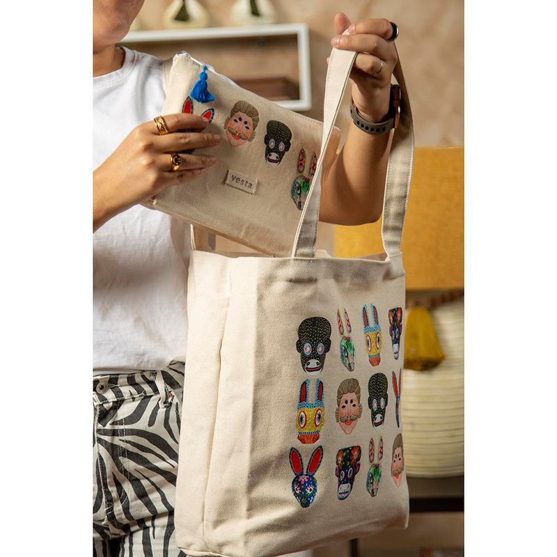 Bolsa Tipo Totebag De Lona Natural