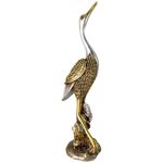 Figura Decorativa de Grulla Plateada y Dorada