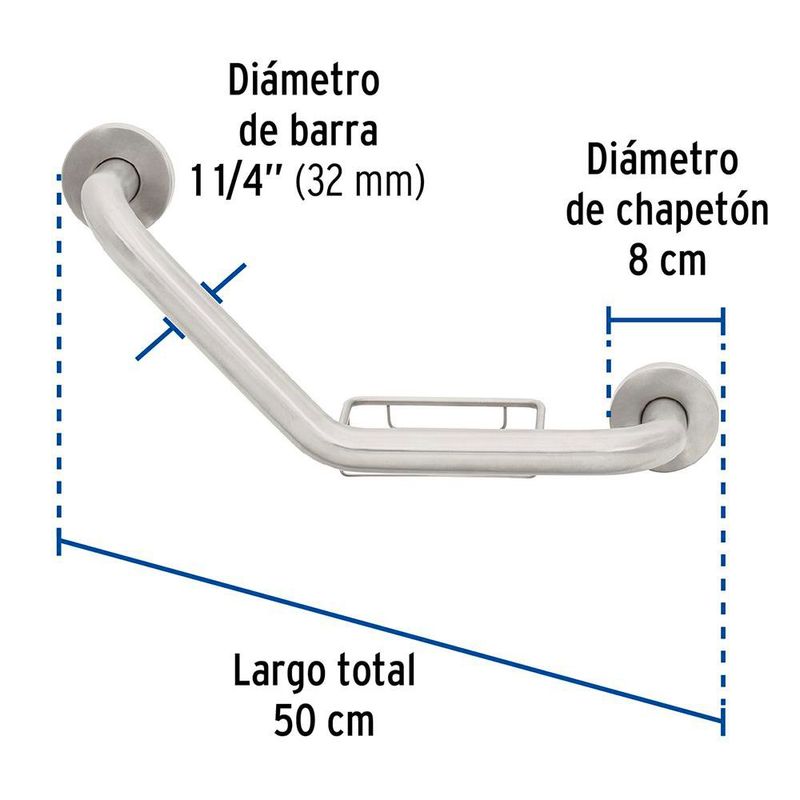 Barra Angular de Seguridad con Jabonera 40 Cm