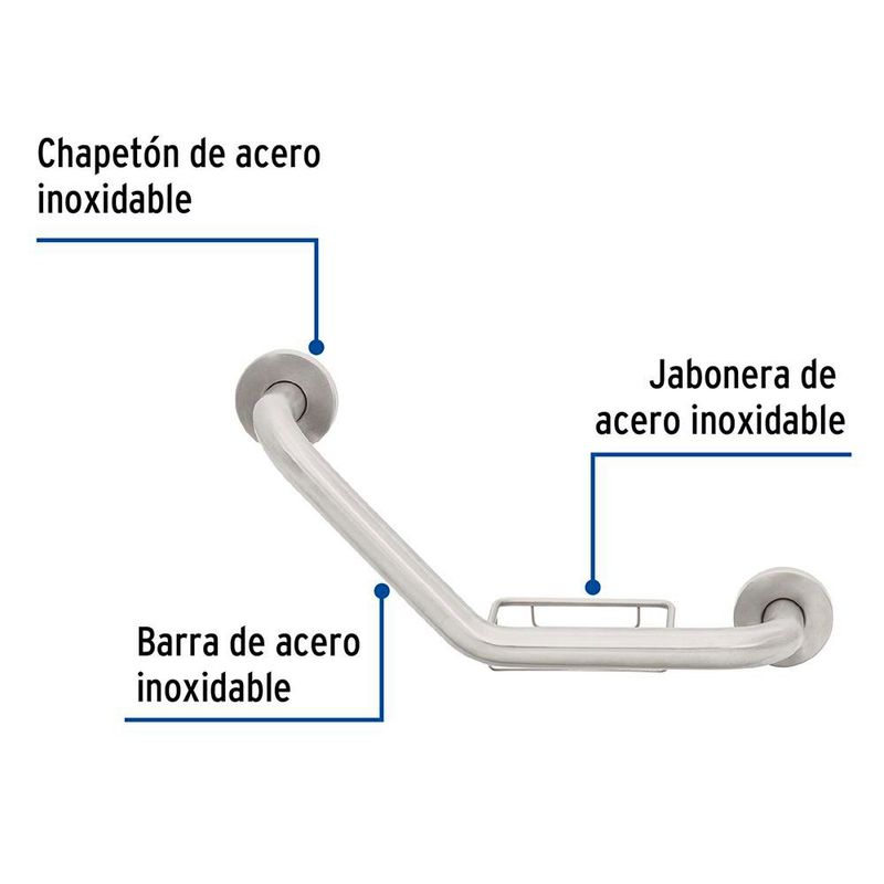Barra Angular de Seguridad con Jabonera 40 Cm