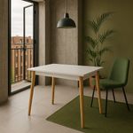 Mesa Comedor Blanco con Patas de Madera