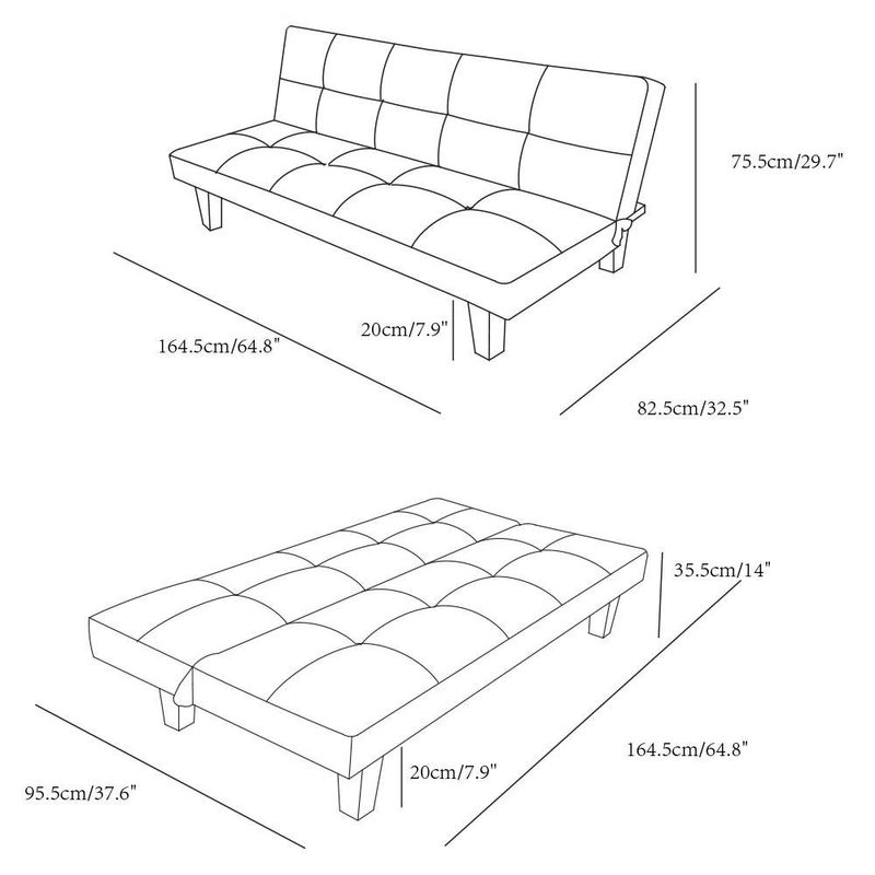 Sofá Cama Negro Cuero Sintético