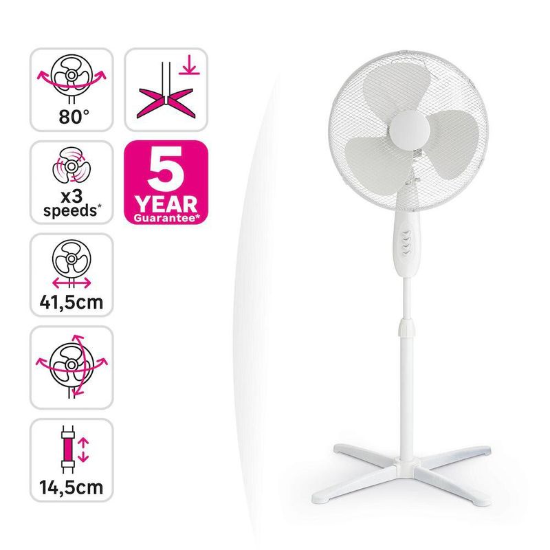 Ventilador de Pedestal 41.5 Cm Blanco 45 W