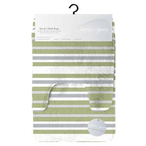 Set de Alfombras para Baño con Diseño de Líneas Verdes