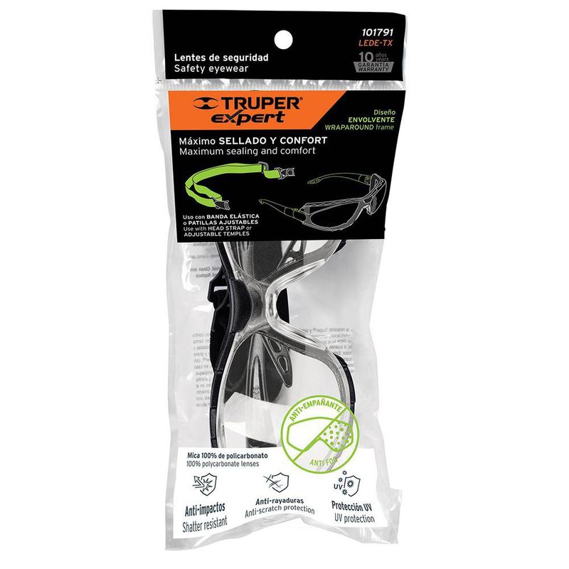 Lentes de Seguridad Transparentes Diseño Deportivo