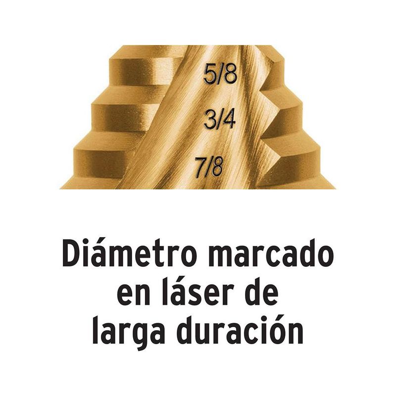 Broca Escalonada de Titaneo 12 Niveles 3/16 - 7/8 Plg - Truper Expert